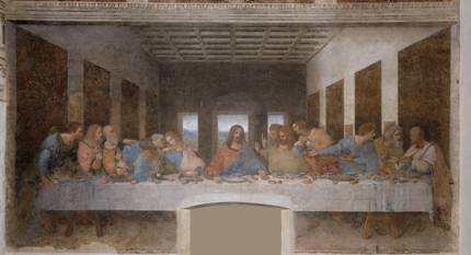 Leonardo Da Vinci, The Last Supper, 1495–98, dry fresco on plaster. Church of Santa Maria delle Grazie, Milan.