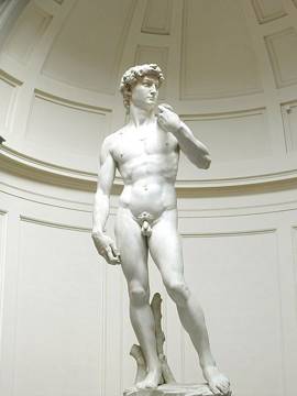 Michelangelo, David, 1501, marble, 17 feet high. Galleria dell’Accademia, Florence. 