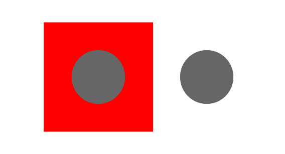 gray circle with white background and gray circle with red background