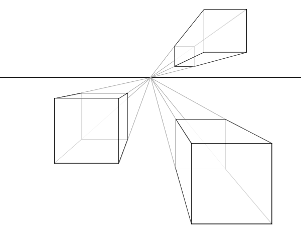 Perspective of three cubes