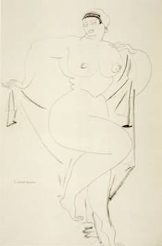 Gaston Lachiase, Standing Nude with Drapery, 1891. Graphite and ink on paper. Honolulu Academy of Arts. Licensed under Creative Commons.